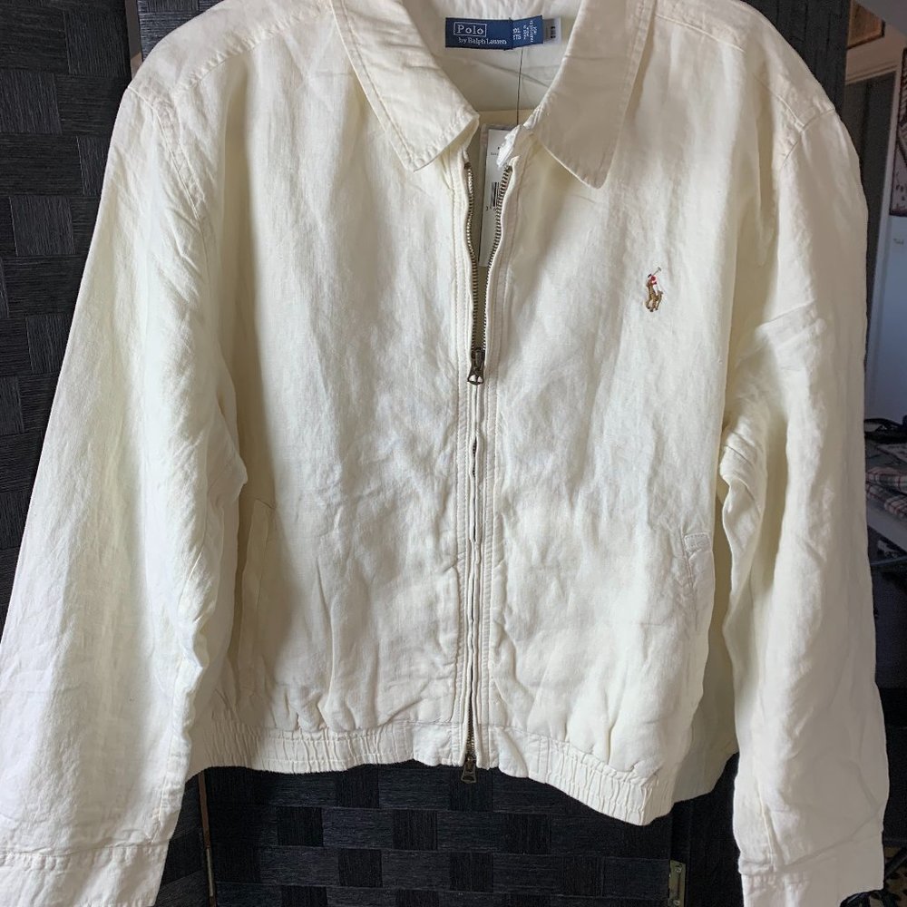 Ralph Lauren Polo Ivory Linen Bomber Jacket size XXL
